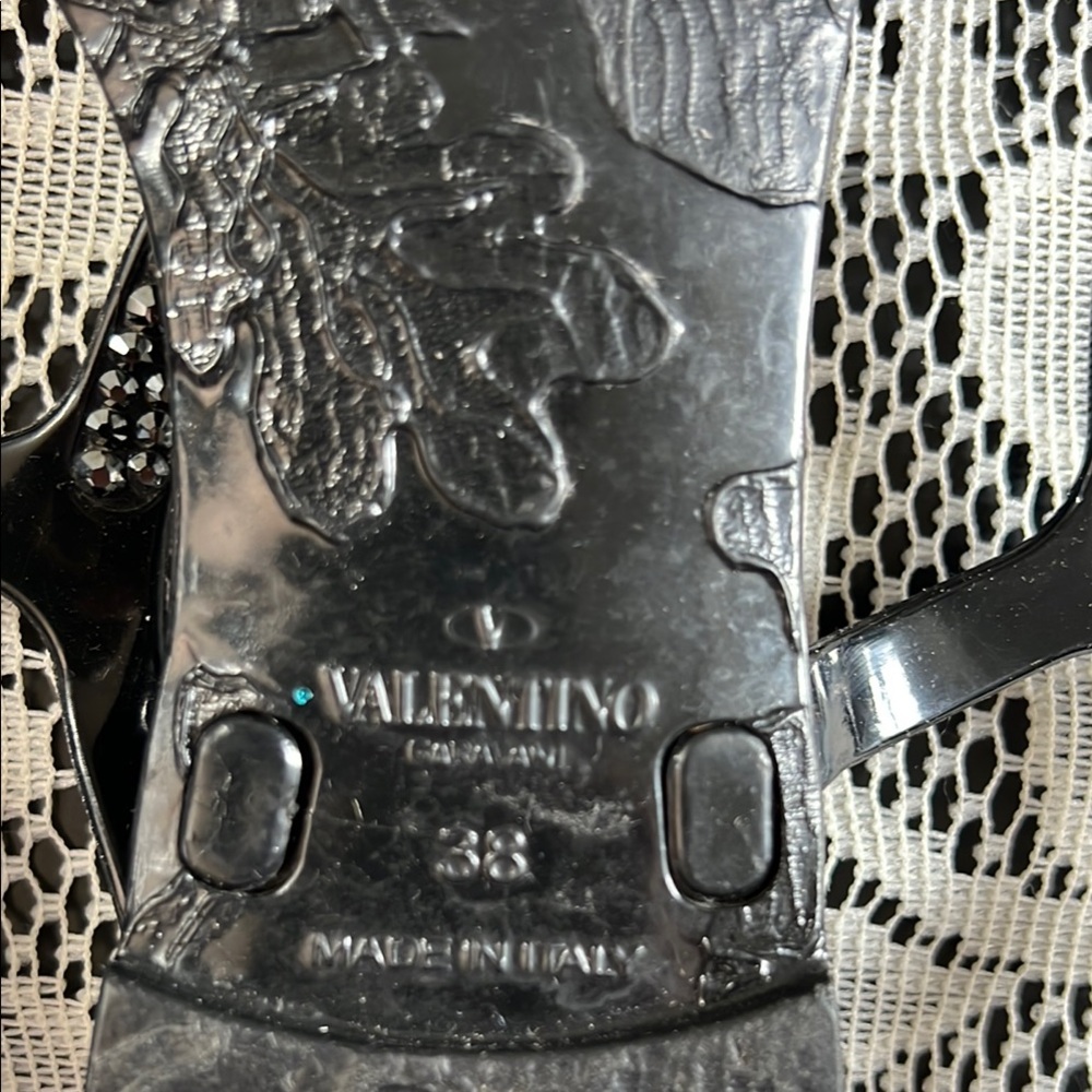 Valentino Black Sandals with Rhinestone Embellishments - Picture 9 of 10